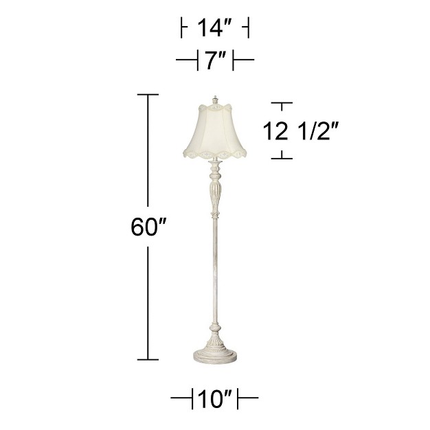 Tall French Country Antique White Washed Cream Bell Shade For Living Room Reading Bedroom Office