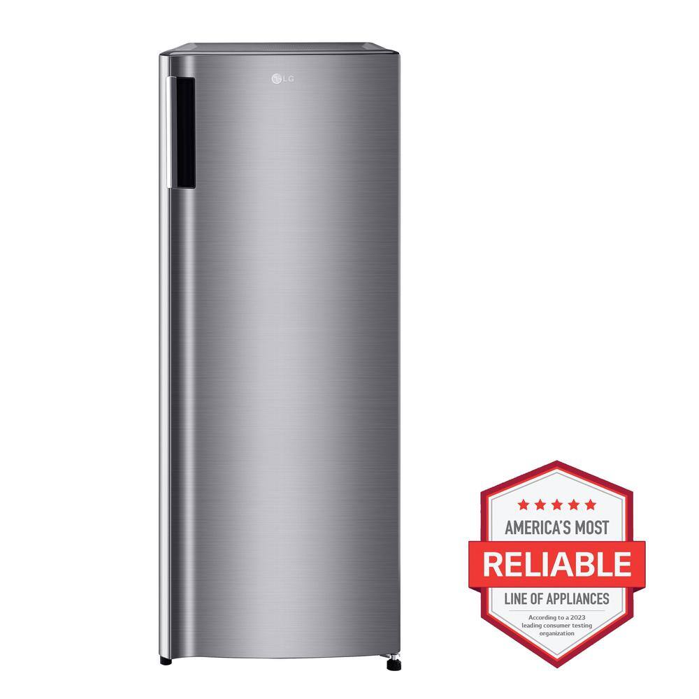 LG 20.63 in. W. 6 cu. ft. Single Door Top Freezer Refrigerator with Inverter Compressor  Pocket Handle in Platinum Silver LRONC0605V