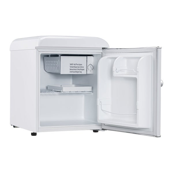 1.7 Cu ft Retro Mini Fridge， White， eStar