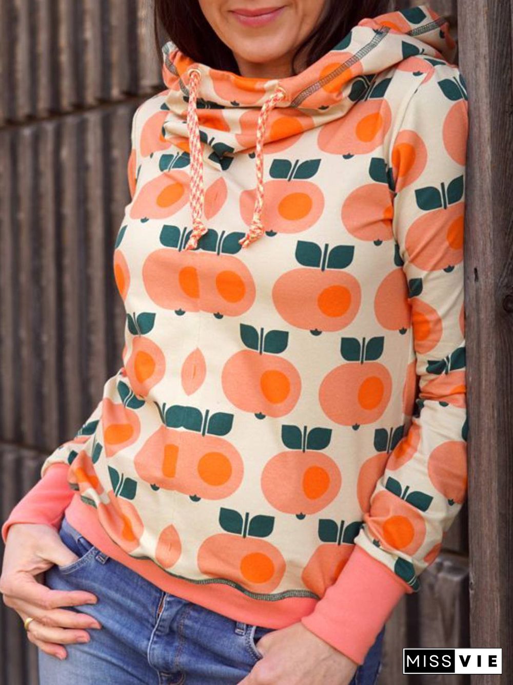 Orange Long Sleeve Hoodie Plus Size Sweatshirts