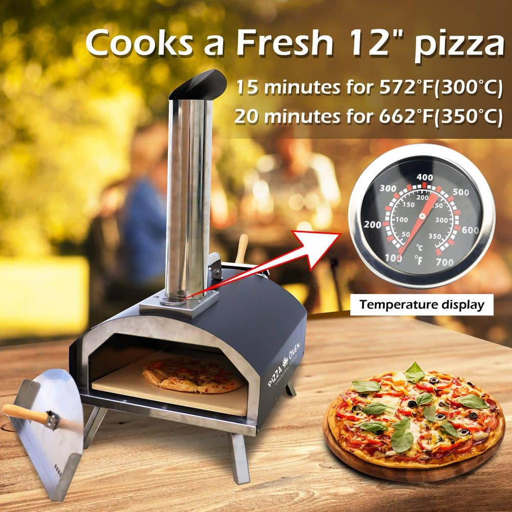 matrix decor 15.7 in. Wood Burning Stainless Steel Portable Outdoor Pizza Oven with Complete Accessories for Outdoor Cooking MD-BQ62816415