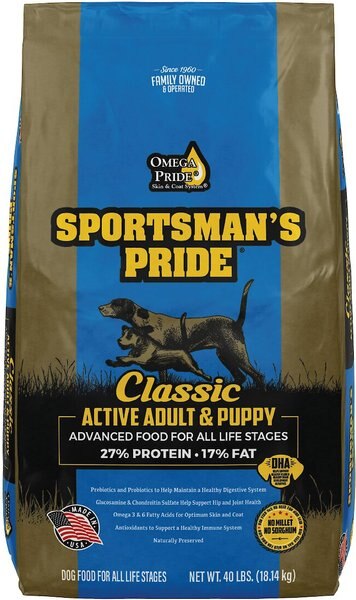 Sportsman's Pride Classic 27/17 Active Adult and Puppy Dry Dog Food， 40-lb bag