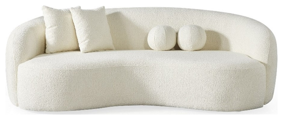 Bursa Japandi Style Luxury Modern Boucle Fabric Curvy Ivory Couch   Transitional   Sofas   by Homesquare  Houzz