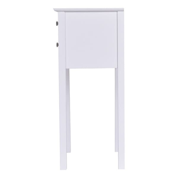 Side Table End Accent Table with 2 Drawers-White - 16.0