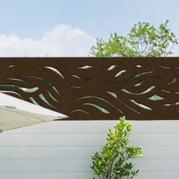 Modinex 72 in. x 16 in. Espresso Stream WPC Framed Decorative Fence Extension and Wall Décor (2-Pack) USAMOD-3EFT