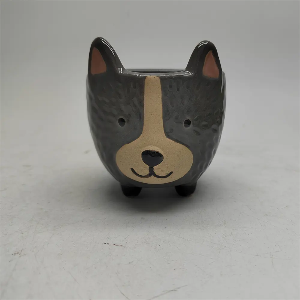 garden supplies hot sale home display mini cute dog cylinder small pot flower pot planter for office home hotel decoration