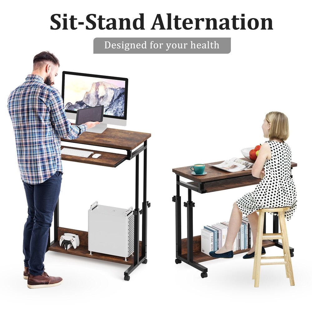 Height Adjustable Small Portable Standing Table  Laptop Desk with Keyboard Tray for Sofa and Bed