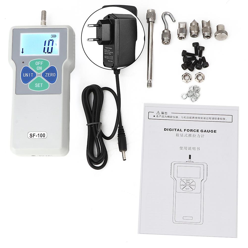 Sf-100 Portable Push And Pull Tester Meter Digital Force Gauge 100n 100-240v(eu Plug)