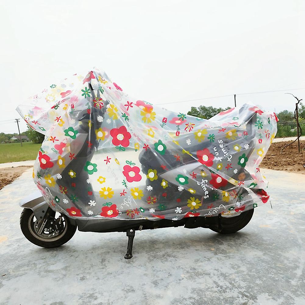 Motorcycle Dust Cover Transparent Print Pattern Protective Cover Four Seasons Universal Disposable Rain Cover M