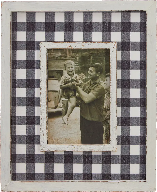 11 Inch White and Black Checkered Picture Frame