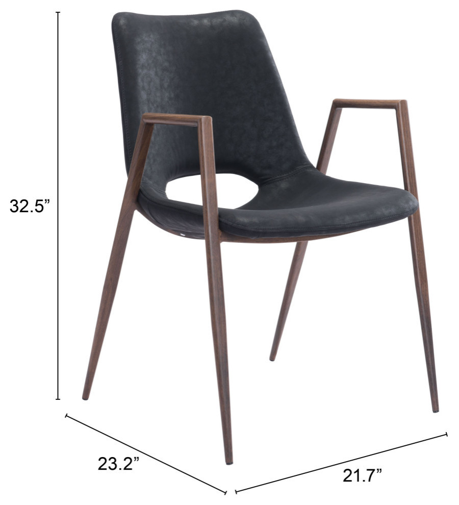 Desi Dining Chair (Set of 2) Black   Midcentury   Dining Chairs   by Sideboards and Things  Houzz