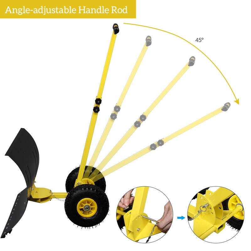 Heavy Duty Rolling Snow Pusher with Wheels and Adjustable Handle   Snow Pusher