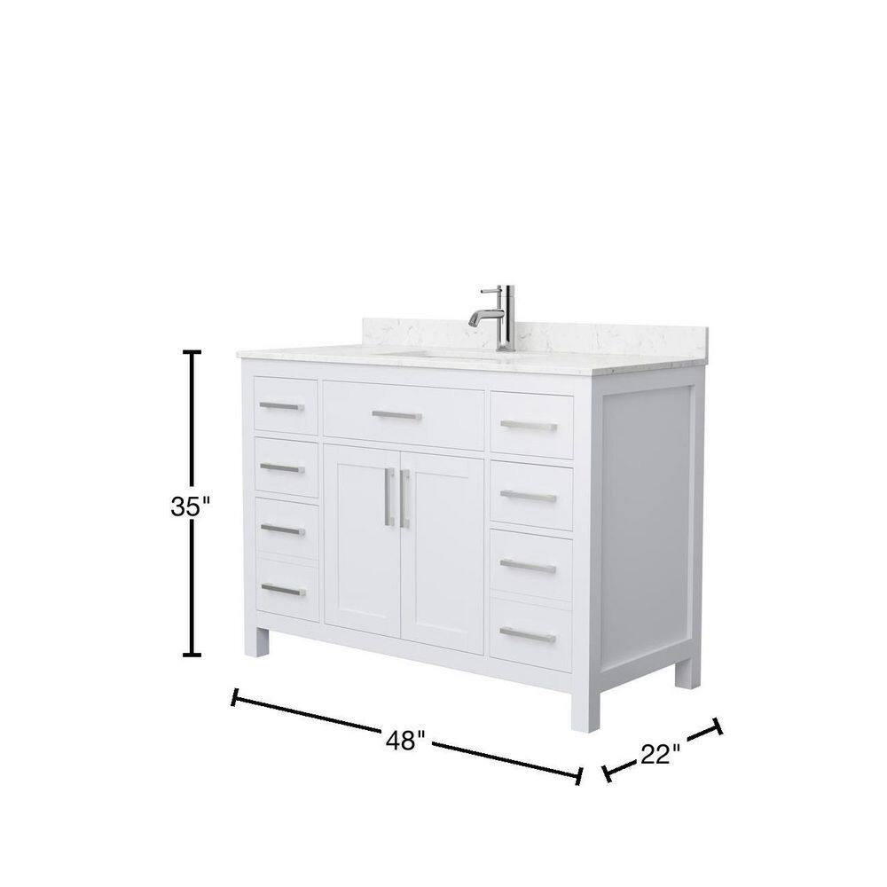 Wyndham Collection Beckett 48 in. W x 22 in. D x 35 in. H Single Sink Bathroom Vanity in White with Carrara Cultured Marble Top WCG242448SWHCCUNSMXX