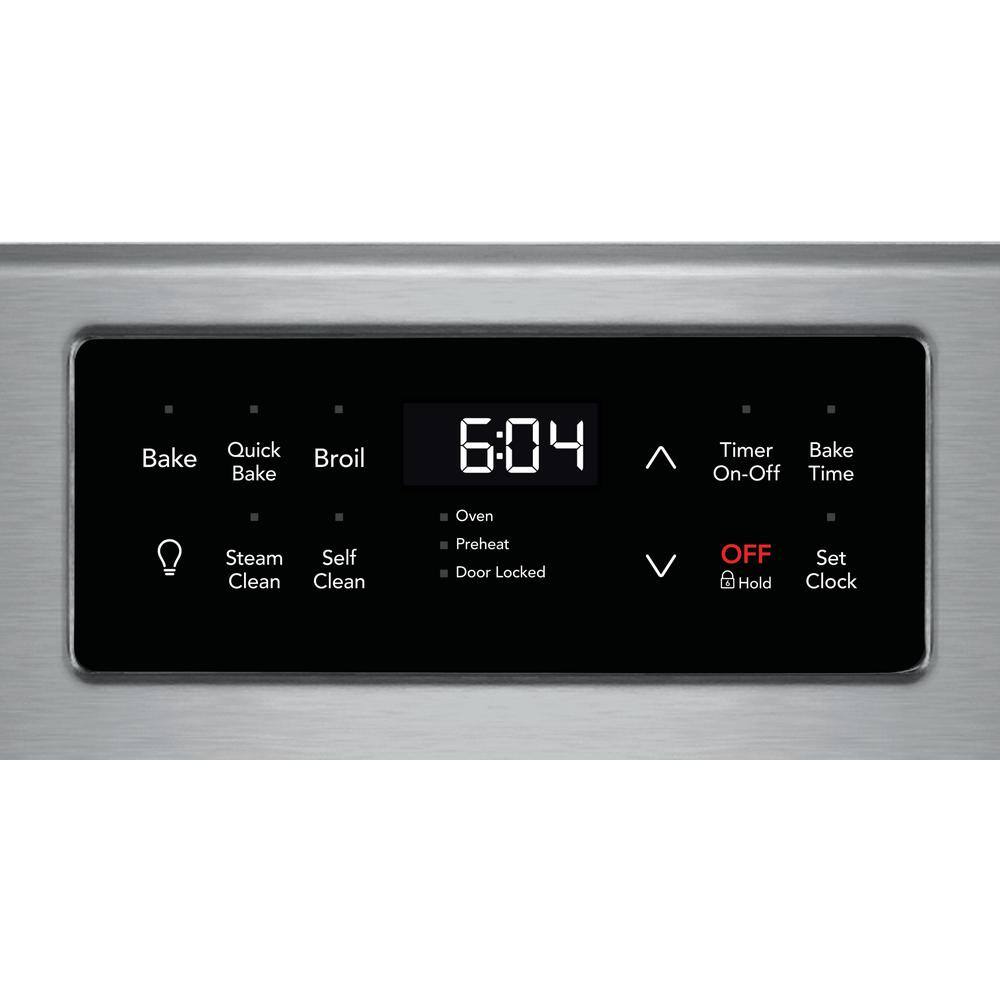 FRIGIDAIRE GALLERY 30 in. 5.4 cu. ft. Single Oven Electric Range with Steam Clean Quick Bake Convection Smudge-Proof Stainless Steel Oven GCRE3038AF