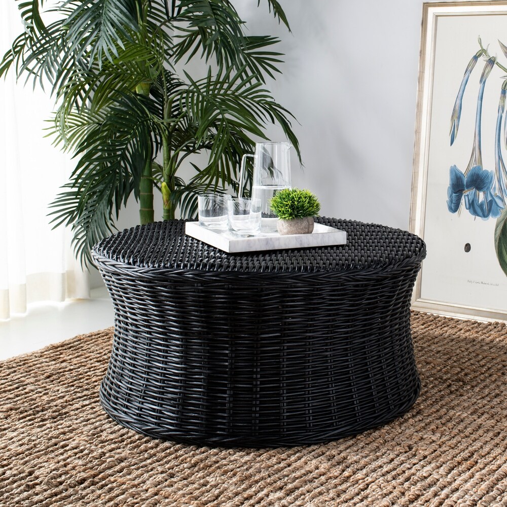 SAFAVIEH Ruxton Black Wicker Coffee Table