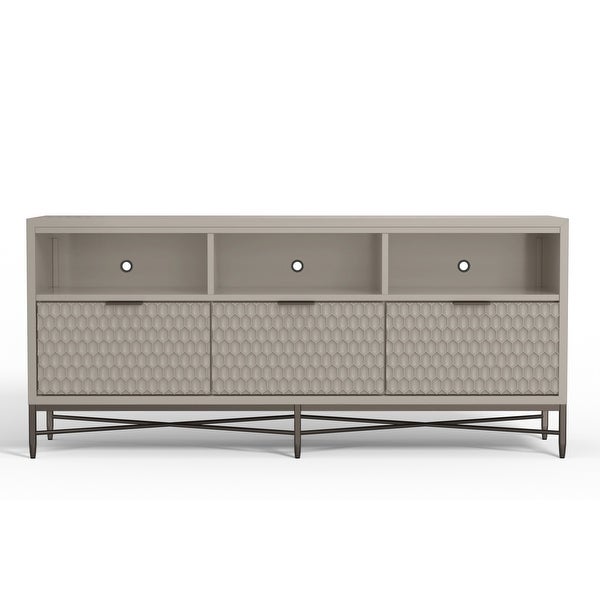 Rexi 64 Inch TV Media Entertainment Center Console， 3 Drawers， Taupe Gray