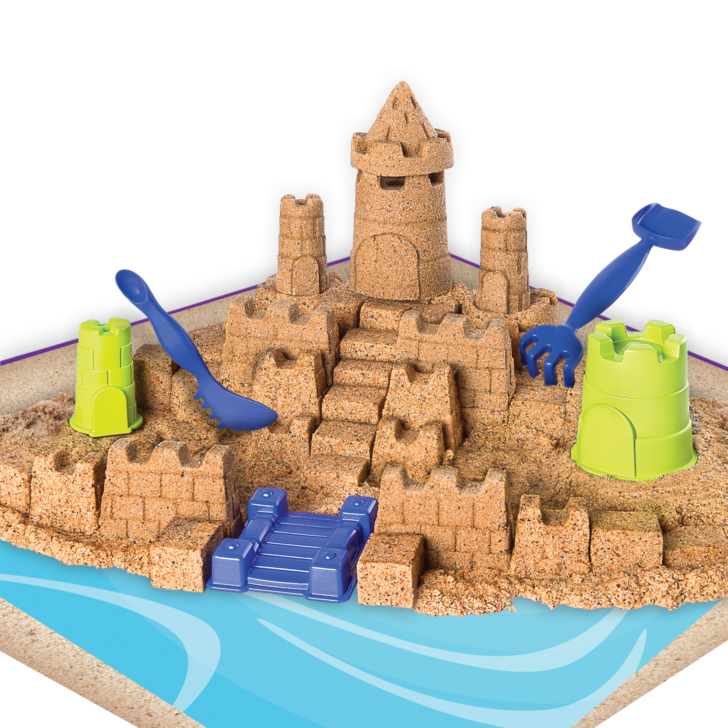 Kinetic Sand Beach Sand Kingdom Playset with 3lbs of Beach Sand, includes Molds and Tools, Play Sand Sensory Toys for Kids Ages 3 and up