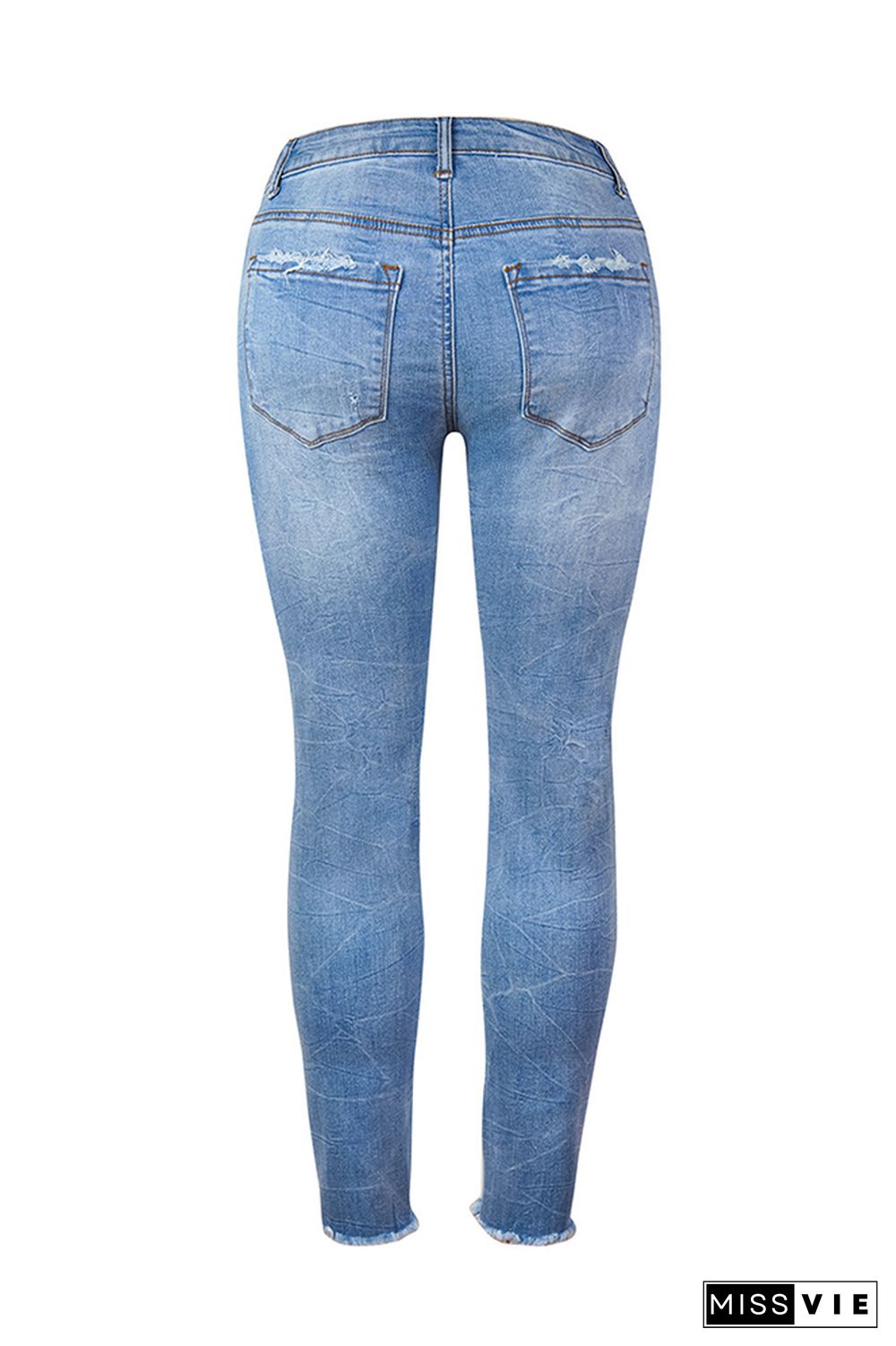 Raw Hem Distressed Stretchy Skinny Jeans