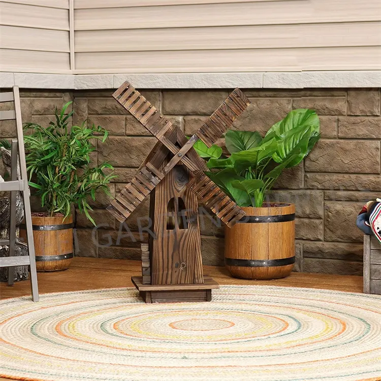 Yard Decorative Windmills Garden Wooden Carton Ornaments Garden Decoration Indoor Table Top Wooden Barrel Water Fountains 200pcs