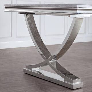 Furniture of America Worthgate 78 in. Rectangle Chrome Faux Marble Dining Table (Seats 6) IDF-3285T