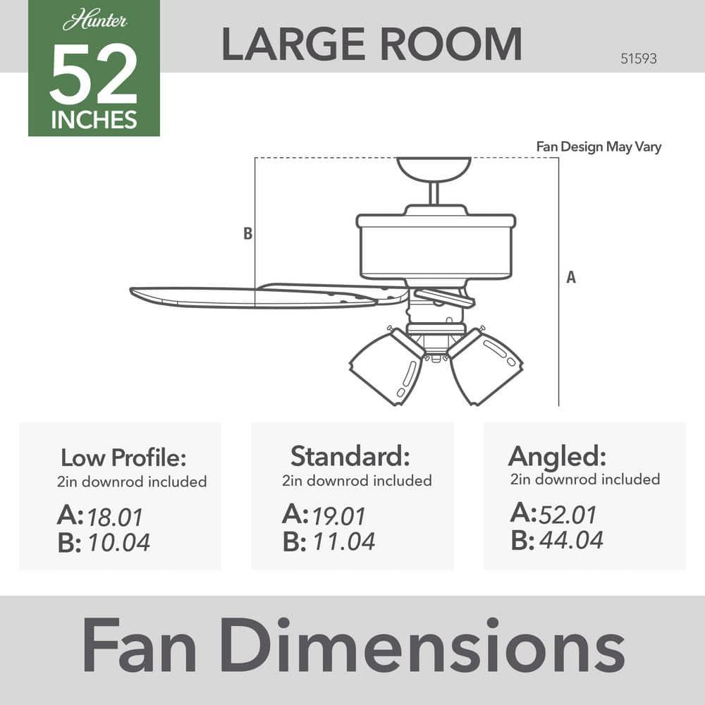 Hunter Crown Canyon II 52 in IndoorOutdoor Matte Black Ceiling Fan with Light Kit