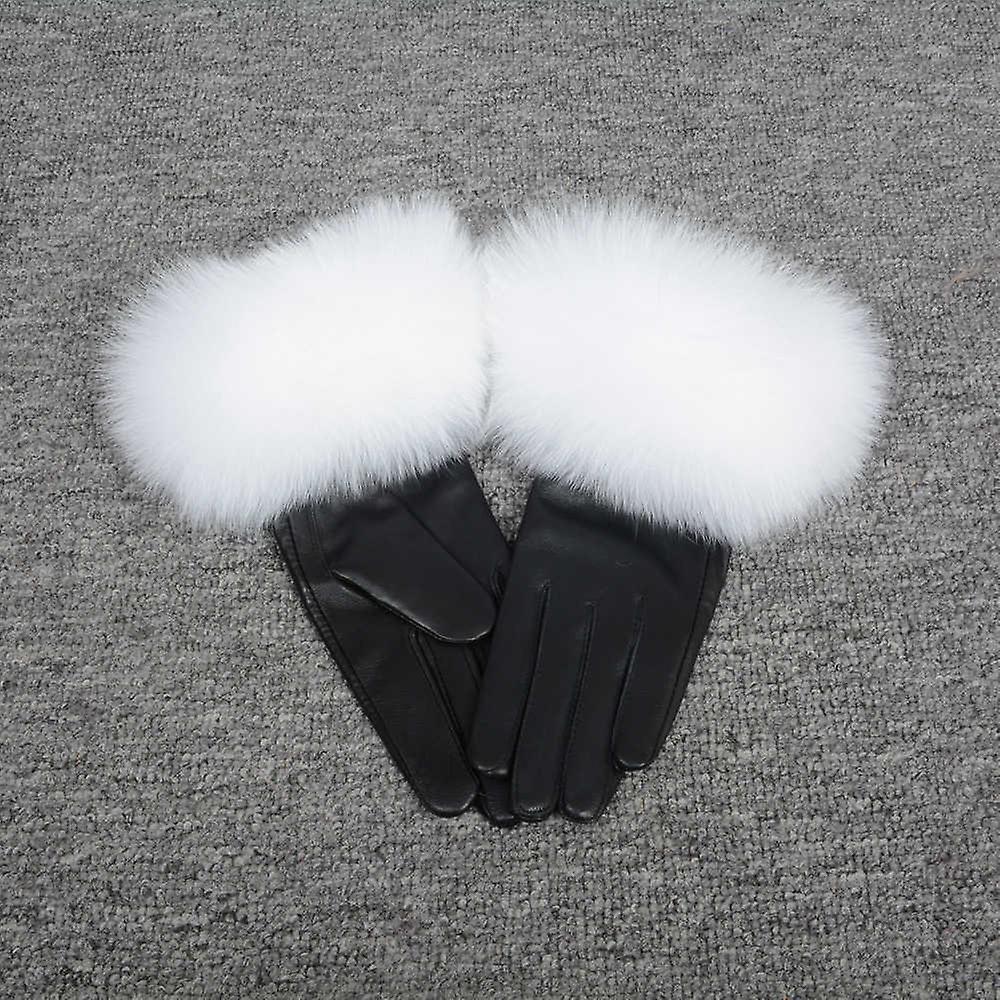 Women's Winter Warm Sheepskin and Fox Fur Gloves