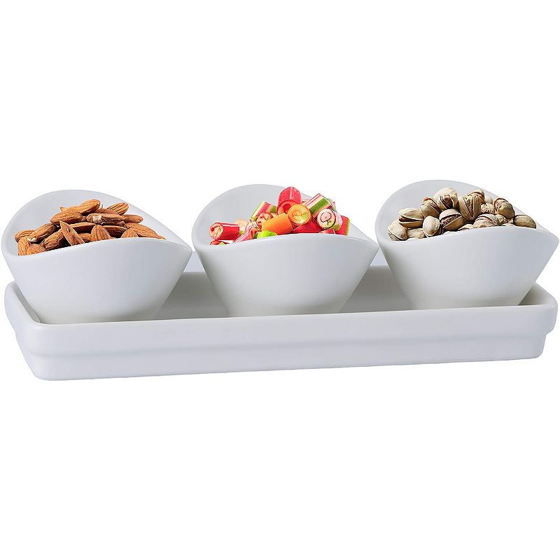 Ceramic Serving Bowl Set With Tray