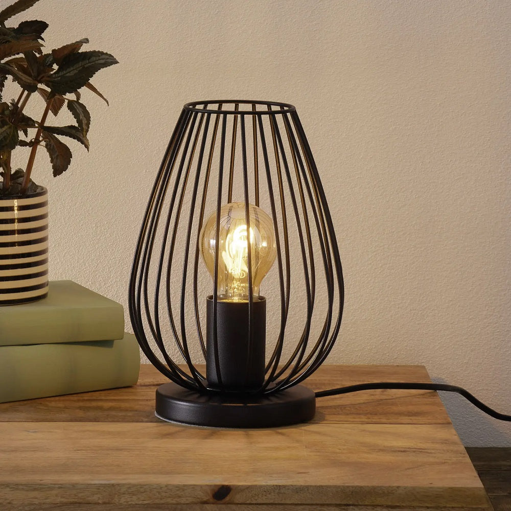 Eglo 49481 Newtown Vintage Black Wire Cage 1 Lamp Table Light