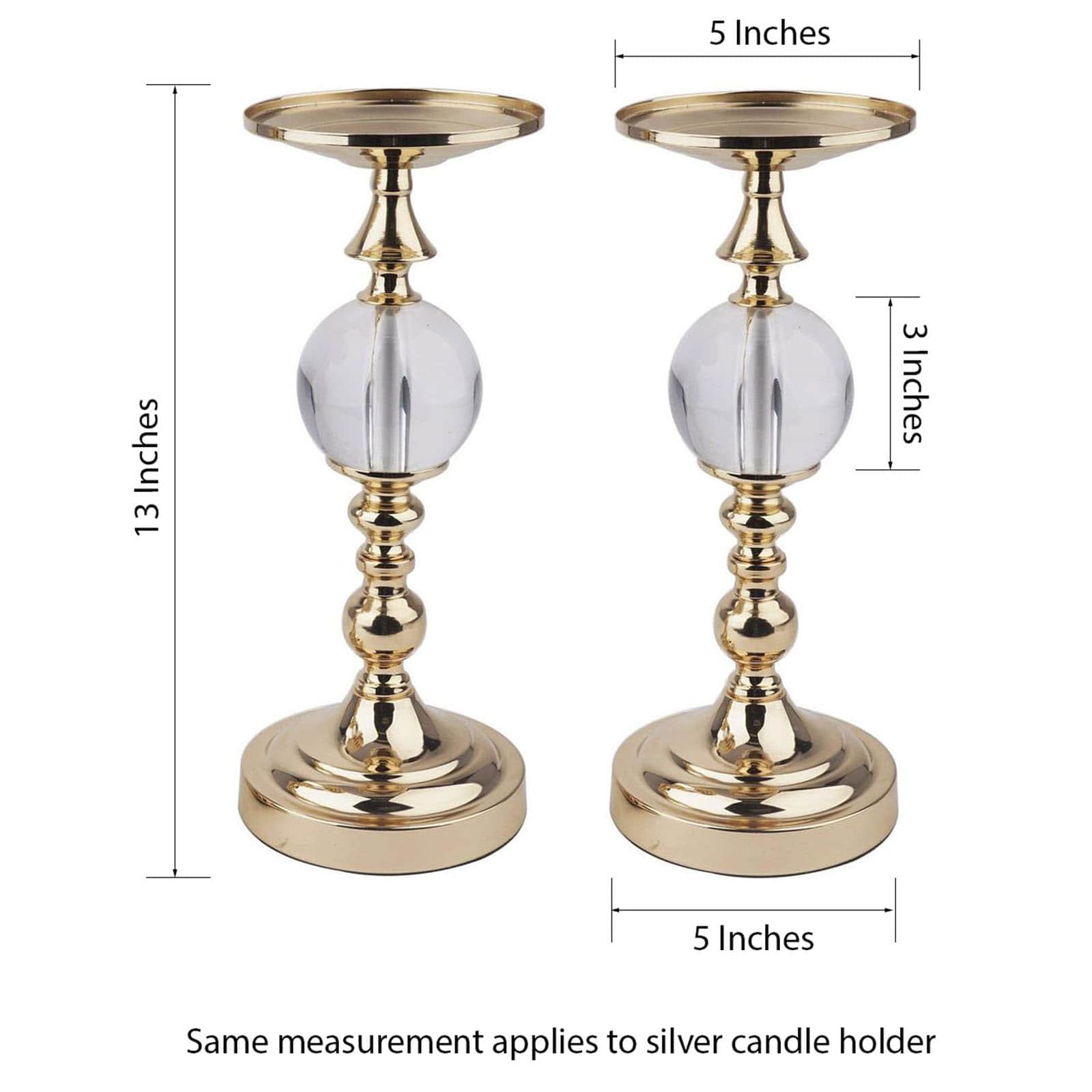 Efavormart 2 Pack 13 Tall Gold Metallic Floral Vase Riser Pillar Candle Holder With Acrylic Ball Centerpiece For Weddings