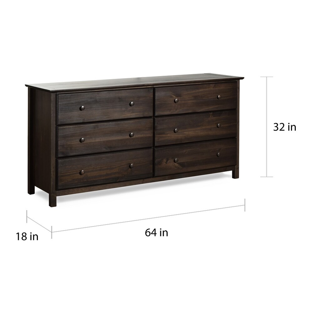 Grain Wood Furniture Shaker style 6 drawer Solid Wood Dresser