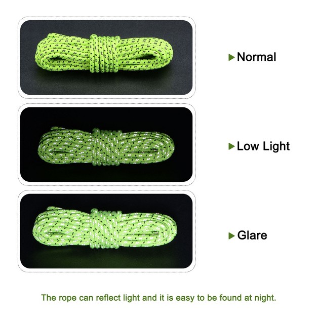 Unique Bargains Tent Rope Polyester Cord Fluorescent Reflective For Outdoor Camping