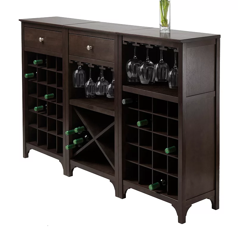 Winsome Ancona 3-Piece Wine Cabinet Modular Set