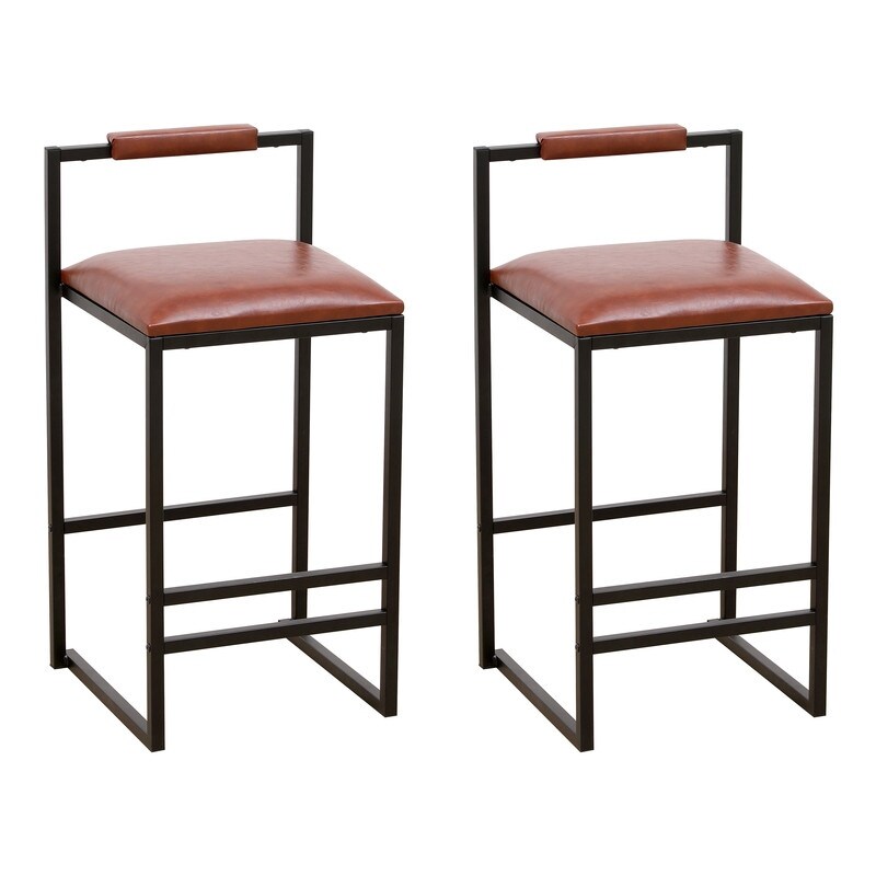 Modern Set of 2 Counter Height PU Leather Bar Stools bar Chairs