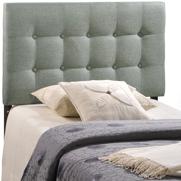 Emily Grey Button-tufted Fabric Twin-size Headboard - - 9278365