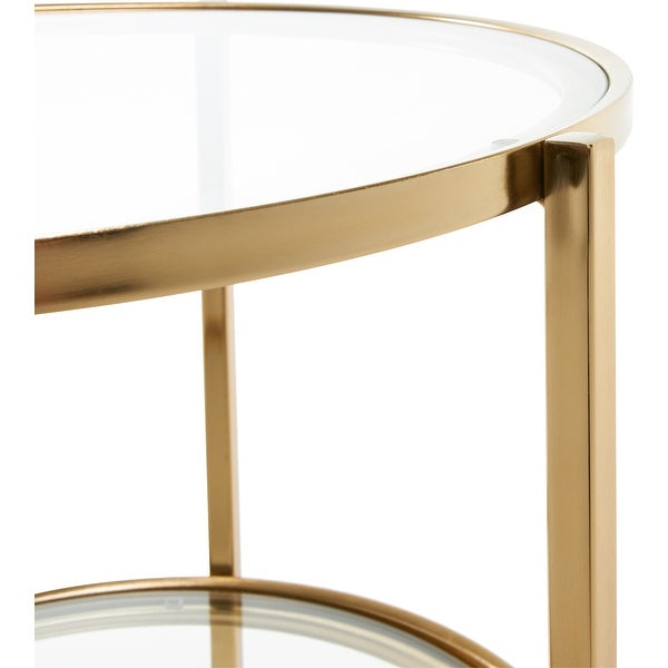 Adore Decor Addison Modern Glass and Metal Side Table， Decorative Small Accent for Living Room， 18