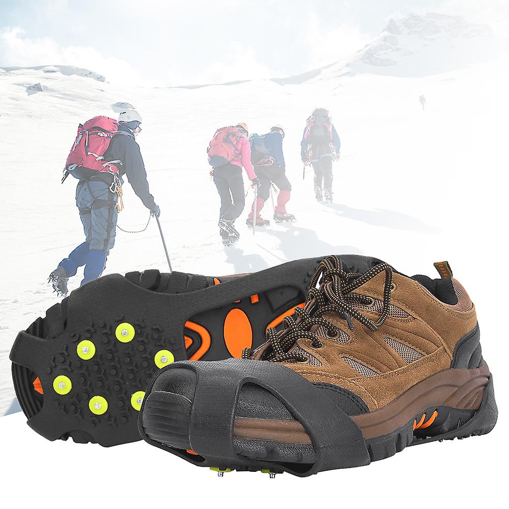 1 Pair Universal 10 Teeth Anti Slip Ice Cleat Shoe Grips Spikes Cleats Crampons For Hiking Climbingxl:43-45