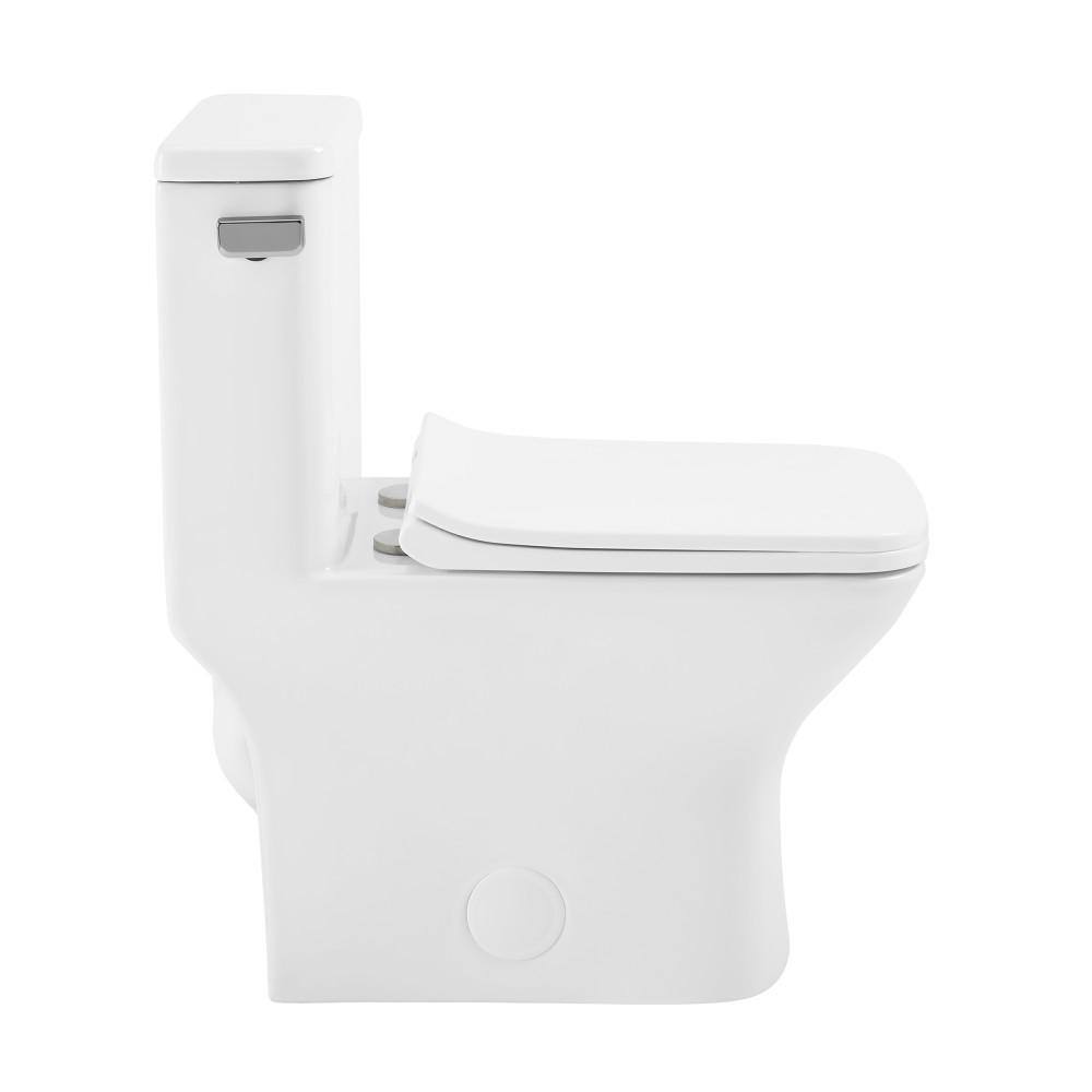 Swiss Madison Carre 1-piece 1.28 GPF Single Flush Square Toilet in Glossy White Seat Included SM-1T258