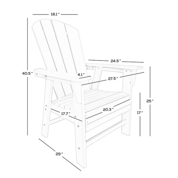 Polytrends Laguna Hdpe All Weather Outdoor Patio Rectangular Adirondack Dining Chairs With Table (7Piece Set)