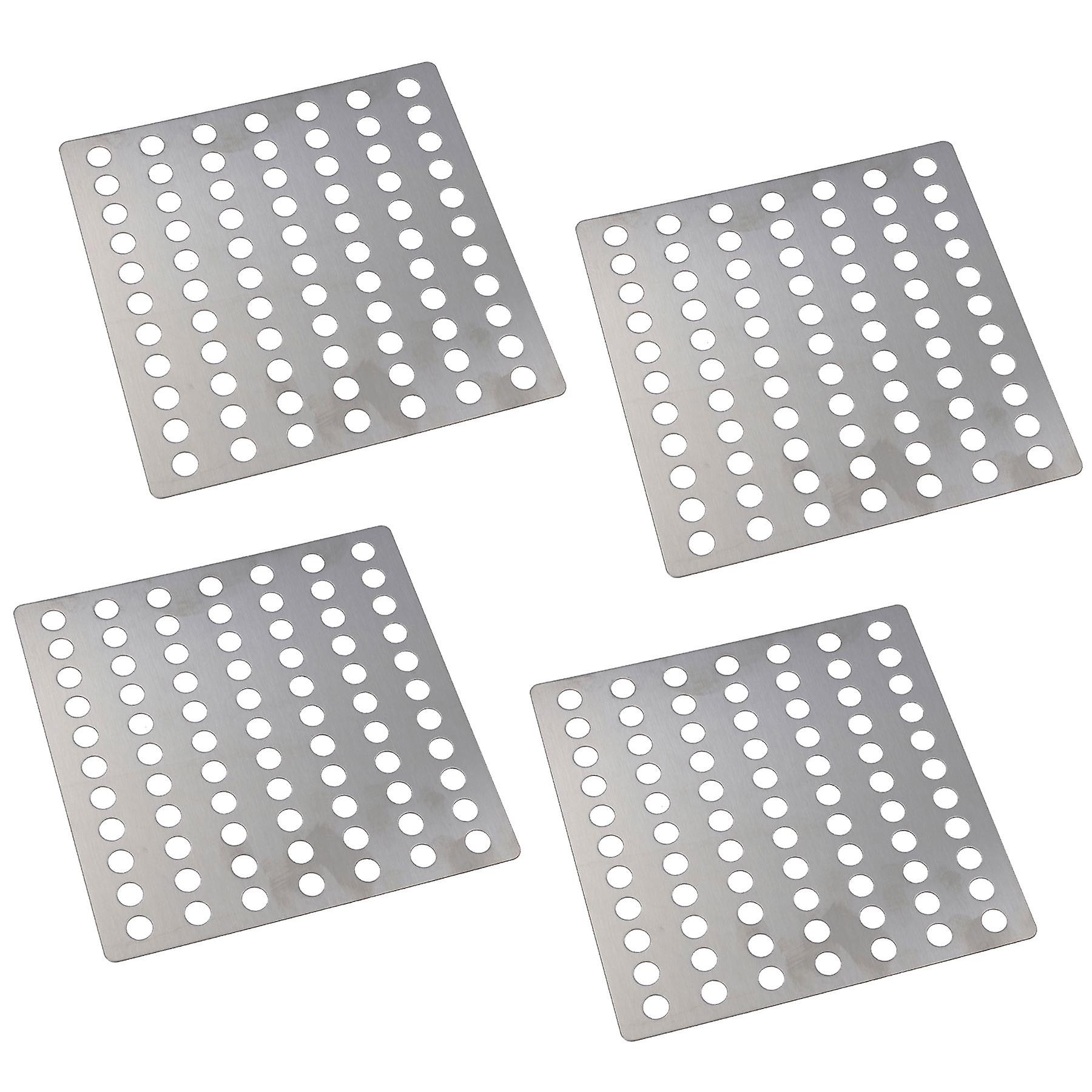 Stainless Steel Flat Drain Guard Cover Plate Grid 150mm x 150mm Rustproof 4pc