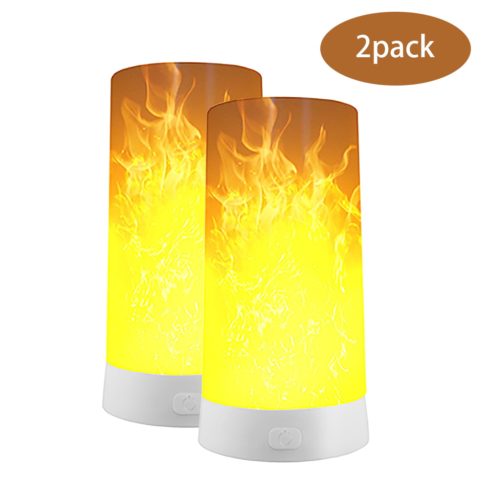 Flame Effect Flickering Flame LED Lamp with 3 Modes， Pack of 2