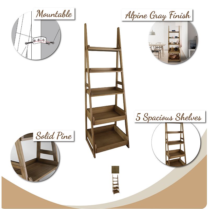 Casual Home Cascade 5-Shelf Ladder Bookcase