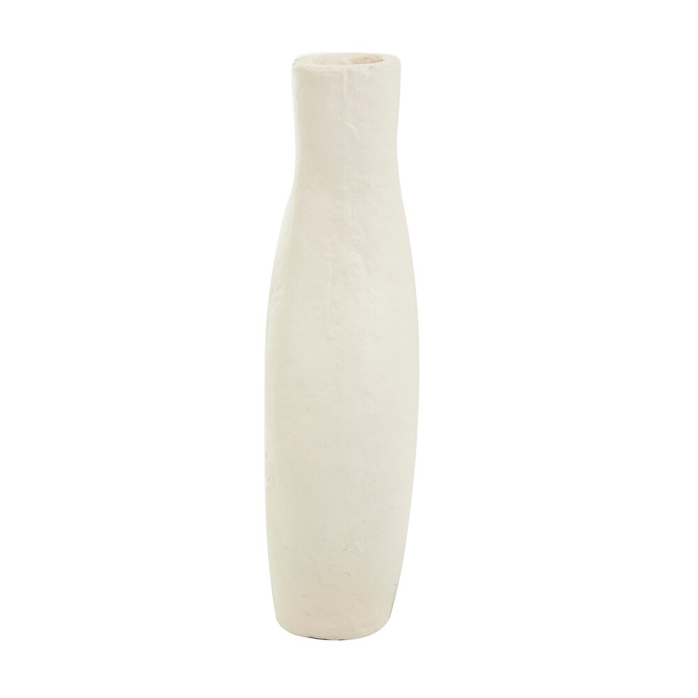 Beige Paper Mache Abstract Rounded Vase with Double Openings