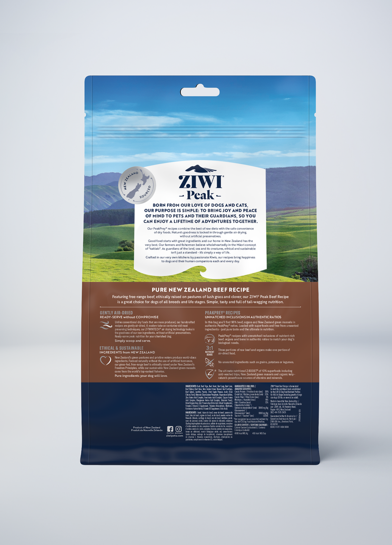 ZiwiPeak Grain Free Air-Dried Beef Recipe Dry Dog Food