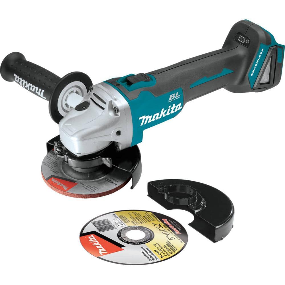 Makita 18-Volt LXT Battery and Rapid Optimum Charger Starter Pack (5.0Ah) with bonus 18V LXT Brushless Cut-Off/Angle Grinder BL1850BDC2XAG04