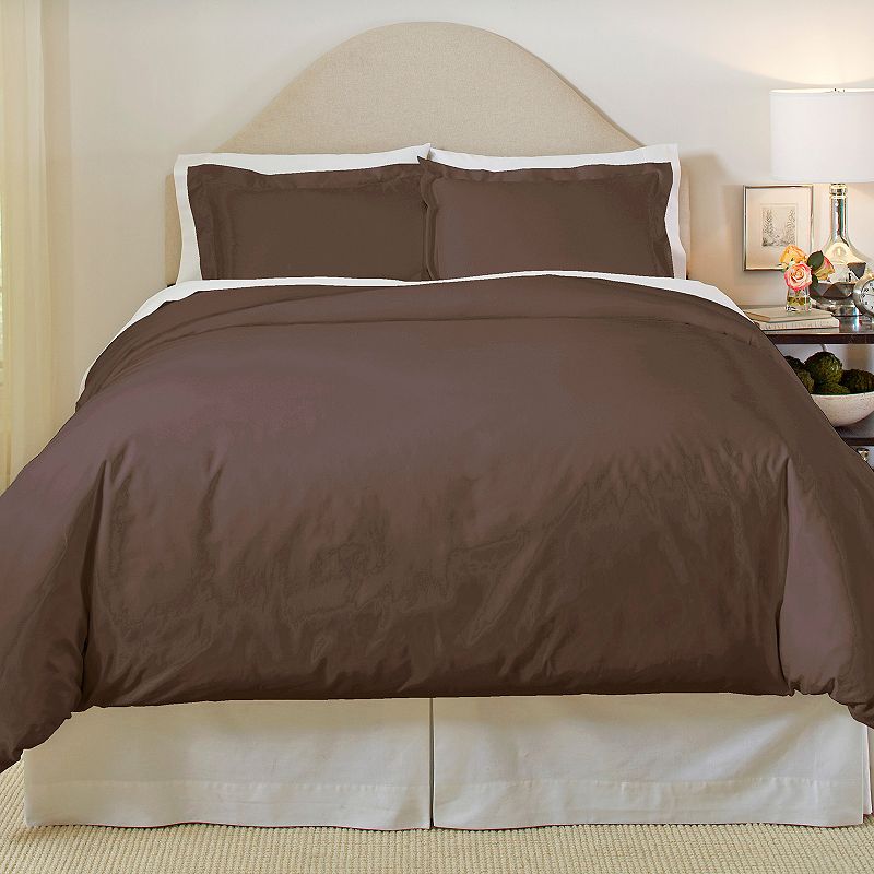 Pointehaven Solid 500-Thread Count Cotton Sateen 3-pc. Duvet Cover Set - King