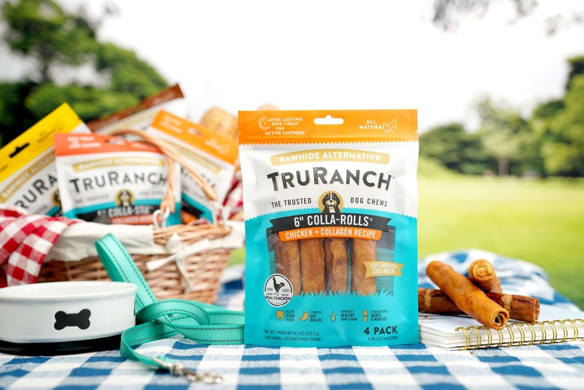 TruRanch Chicken Collagen Roll Hard Chew Dog Treats， 6-in， 4 count