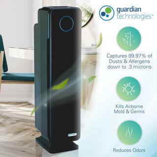 GermGuardian Elite 4-in-1 5 Speed Air Purifier with True HEPA filter UV Sanitizer for Medium Rooms up to 167 Sq. Ft. Black AC5350B