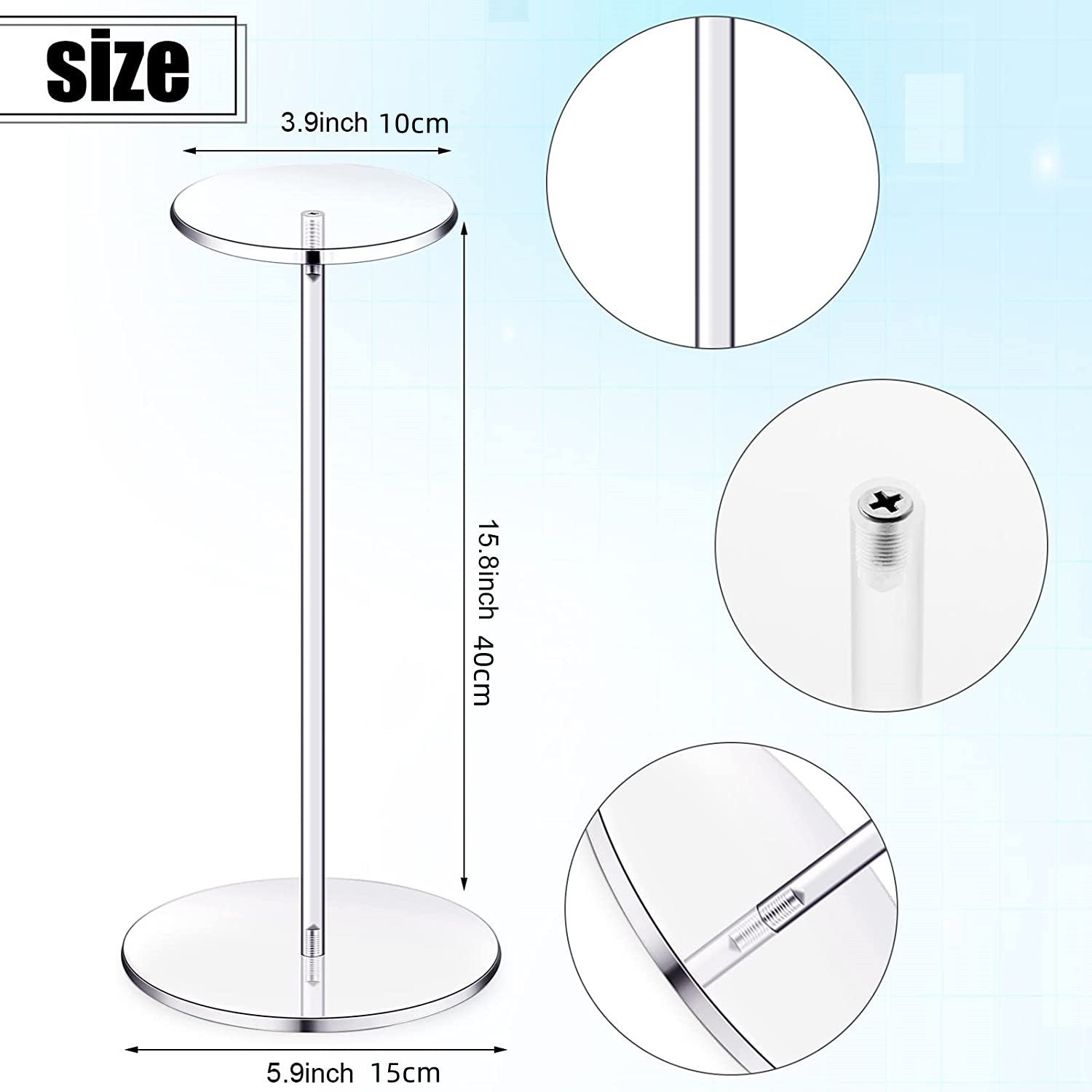 Lxcreat Clear Acrylic Hat Organizers Stand and Wig Display Rack Hat Stands for Display Hat Pedestal Stand Round Barbell Pedestal Display Riser Wig Display Holder for Hat Watch