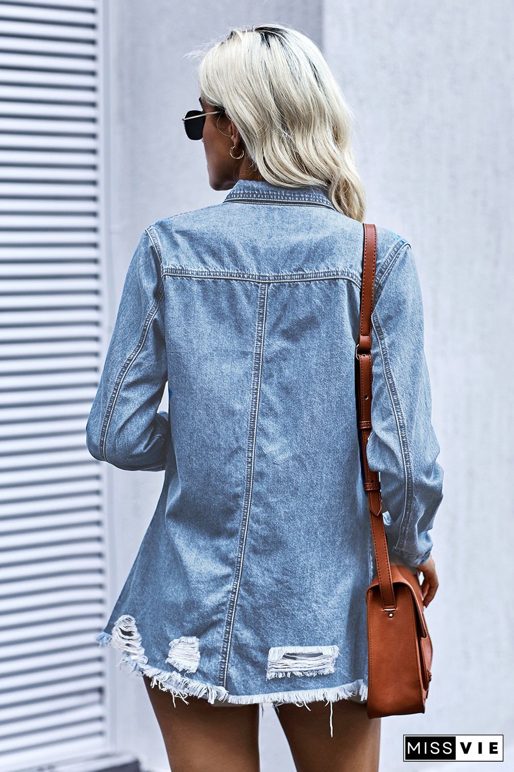 Blue Ripped Denim Jacket