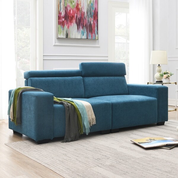 2-Seater Sectional Sofa Couch with Multi-Angle Adjustable Headrest， Spacious and Comfortable Velvet Loveseat for Living Room